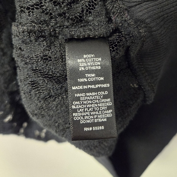 Express Lace Semi Sheer Top Black M - Picture 5 of 6